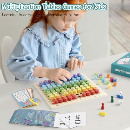 Weinsamkeit Table de Multiplication, Tableau de Multiplication en Bois, Jeux de Plateau Table de Multiplication Montessori, Jeux Montessori Mathématiques pour 3 4 5 Ans Apprendre à Chiffres