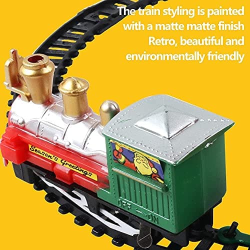 Train Electrique Noel Ensemble de Train pour Enfants, Décoration de Noël,Train de Noël électrique avec Rails, Ensemble de Train de Noël Facile à Assembler avec Chariots et chenilles