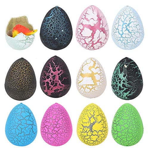 12 pcs oeuf de dinosaure éclosant jouet, oeuf de dinosaure fissuré coloré jouet gonflé oeufs de Pâques jouet éducatif cadeau pour enfants enfants(Oeuf d'incubation de dinosaure)