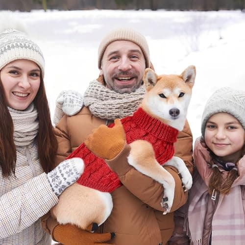 Voarge Pull pour Chien à Tricoter, Pull-Overs pour Pull, Pull Chaud Pull Tricots Outwear, Vêtements d'hiver pour Chiens,Taille Bouledogue Français, Chihuahua Manteau Teckel Vetement (Rouge, XL)