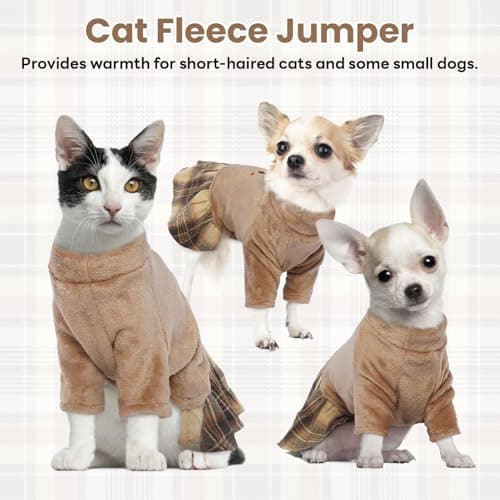 Hjumarayan Vetement Chat, Pull pour Chat Manteau Chat Hiver Pull Chihuahua Pull Polaire Chat Chien, Pull Noel pour Chat Pull Chat Sphynx Petit Chien Yorkshire, Marron M
