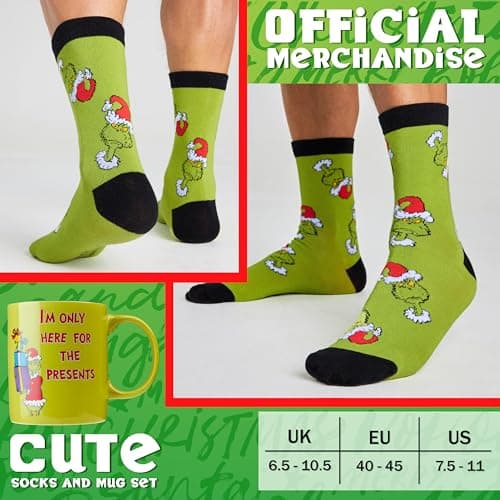 The Grinch Coffret Mug - Chaussettes et Mug de Café 325ml, Coffret Cadeau pour Homme Ado.