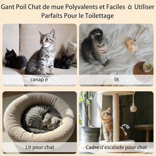 Kunoli 2 Pièces Gant Poil Chat, Double Face Brosse Poils Animaux, Réutilisable Brosse Anti Poils Animaux pour Lavage DémêLage Et Toilettage, Gant Brosse Chat pour Canapé Meubles Tapis Siège Auto