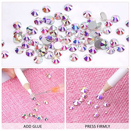 YHMQ DU 2880 pièces Strass, Cristaux à Ongles - Strass pour Ongles, Crystal ClearAB - SS16 (3,8-4,0 mm)