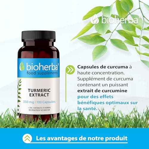 Curcuma Gélules 350 mg - 100 pcs : Antioxydant Puissant et Soutien Articulaire par BIOHERBA