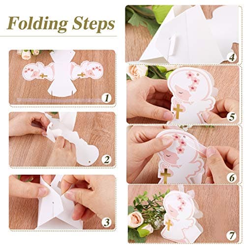 50PCS Boîte Baptême Fille Bonbonnières en Forme Ange pour Baptême Naissance Fête Anniversaire