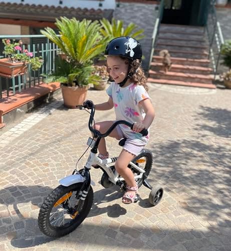 PROMETHEUS BICYCLES Velo Enfant 4 Ans - vélo Fille 14 Pouces a Roulette pour 3 a 5 Ans - Petite Princesse en Blanc