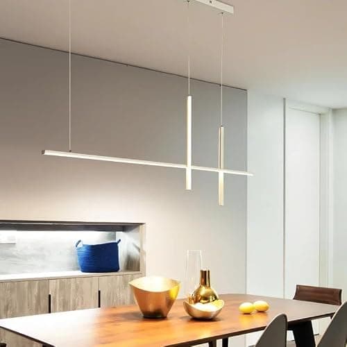 meibeileil Lustre Salle A Manger, Luminaire Salle A Manger Dimmable Avec TéLéCommande, RéGlable Luminaire Cuisine Pour Salon Cuisine Table à Manger Salon Bar Lampe De Bureau(Blanc 100cm)