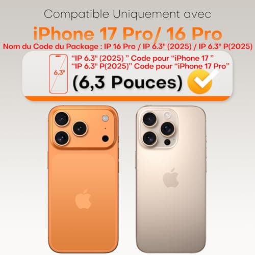 TOCOL Verre Trempé pour iPhone 17 Pro/iPhone 16 Pro, Dépoussiérage Automatique, Sans Bulles, Dureté 9H, Couverture Complète Protection, Coques de Téléphone Compatibles, 2 Pièces