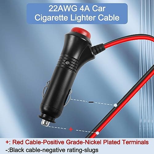 HATMINI 2PCS Prise d'alimentation allume-cigare 12V avec bouton de commutation intégré, câble mâle allume-cigare de voiture 22AWG avec fusible 5A pour produits à faible puissance inférieure à 36W-3,3F