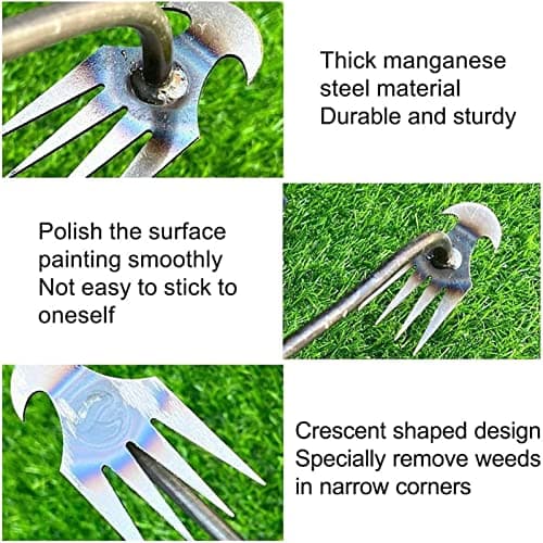 Hongjingda Désherbeur manuel en acier inoxydable - 4 dents - Pour le jardin, la cour, la terrasse