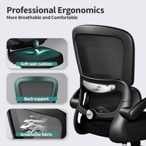 TRALT Chaise de Bureau Chaise de Bureau Mesh Ordinateur de Bureau avec Roues Chaise de Bureau Ergonomique Hauteur réglable Chaise pivotante Chaise de Travail (Noir)