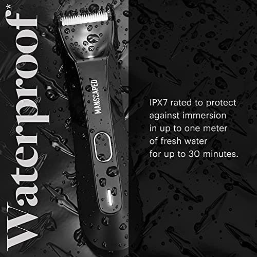 Tondeuse corps électrique MANSCAPED®, The Lawn Mower® 4.0, Têtes de lame en céramique SkinSafe® remplaçables, Tondeuse étanche, Rechargeable, Charge sans fil, Rasoir d'hygiène masculine ultime