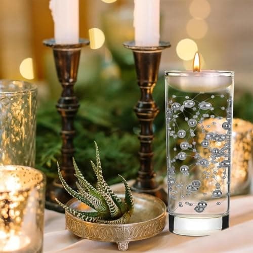 VEOIRXU Perles d'eau Rose, Bougies Flottantes, Perle d'eau, Bougie Flottante pour Vases, Remplisseurs de Bouteilles d'eau, Mariages, Décorations de Centres de Table(Rose, 5M)