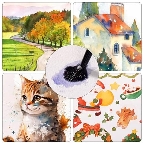 DEARBAG 60 Feuilles Papier Aquarelle, Aquarelle Papier Dessin, 300g/m2 Papier Aquarelle Blanc Coton Watercolor Paper Feuille Aquarelle pour Aquarelles Acryliques Gouaches (12,7 x 17,8 cm)