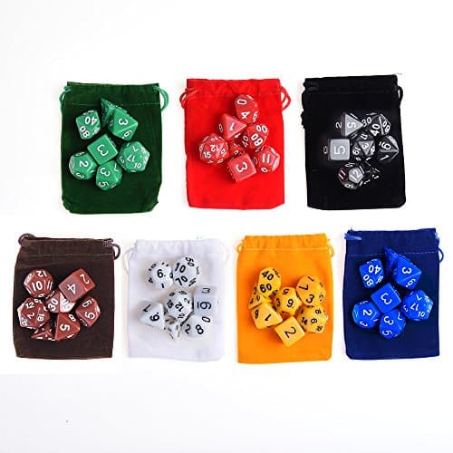 KUUQA 7 x 7 (49 Pieces) Dés polyédriques 7 Couleurs Role Playing Dice Dat de Jeu