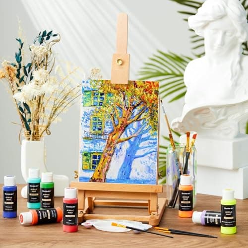 Shuttle Art Peinture Acrylique, Lot de 25 Couleurs de Peintures Acryliques en Bouteille (60ml),Riche Pigmentée et Imperméable,Parfait pour Artistes,Débutants et Enfants sur Toile,Tissu,Pierre