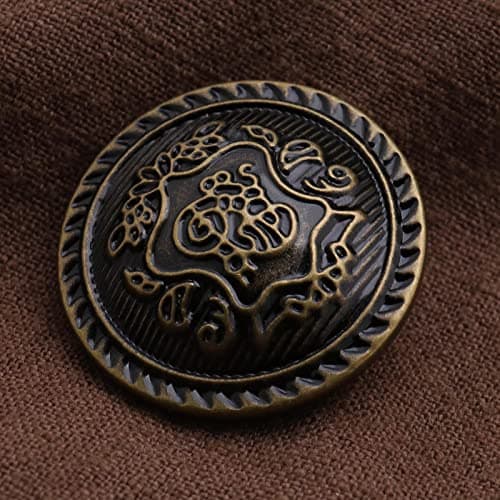 ECSiNG 12pcs Gravé Boutons Bronze Antique avec Tige Ronde Couture Boutons Décoration pour Vêtement DIY Artisanat Manteaux Veste Coupe-Vent Pantalon 25mm