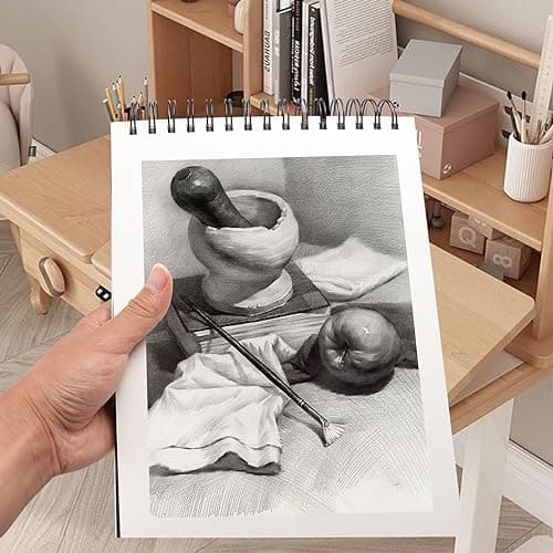 2 Pièces Carnet de Croquis A4, Carnet de Croquis Relié en Spirale, Cahier de Dessin avec Panneau Dur Durable, Cahier Feuille Blanche pour Paysages, Peintures D’artistes, Aquarelles (Noir)