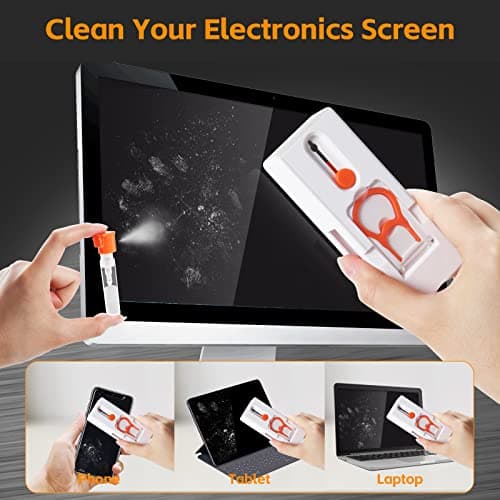 Alyvisun Kit Nettoyage Clavier, 11 en 1 Nettoyeur Claviers PC Multifonctionnel, Keyboard Cleaner Brosse à Outils, pour Tablette, Téléphones, Ordinateur, Écouteurs, Orange