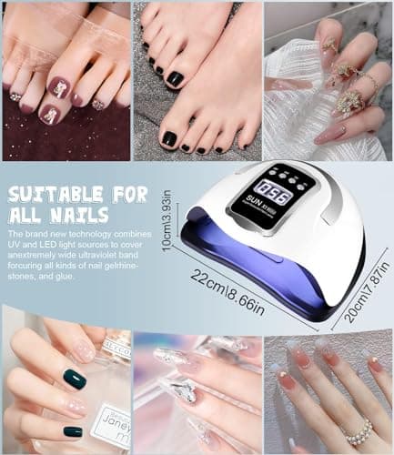 UIHOL Lampe UV LED Ongles Gel, 280W Professionnel Sèche Automatique, 66 Lumières Séchage Rapide, Grand LCD Ecran, 4 Minuteries 10s/30s/60s/99s pour Vernis Semi Permanent