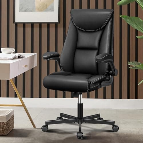 DoChair Chaise Bureau, Chaise de Bureau Ergonomique avec accoudoirs Flexibles, Fauteuil de Bureau avec avec Fonction d'inclinaison et réglable en Hauteur, Chaise Bureau PU Cuir, Noir