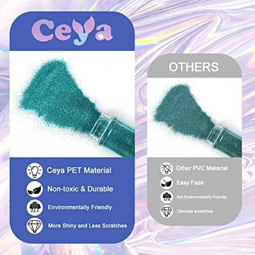 Ceya 100 g de poudre de paillettes ultra fines colorées blanches irisées 0,2 mm pour slime résine époxy pour nail art, festival, maquillage, scrapbooking, cartes de mariage, bijoux, peinture