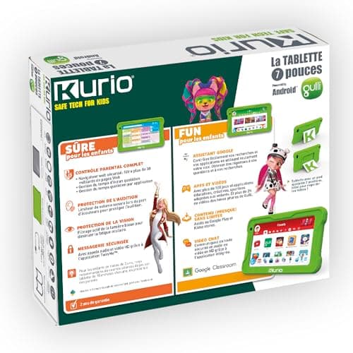 KURIO - La Tablette 7 Pouces Gulli 32Go pour Enfants - Android 13 - Contrôle Parental Personnalisable & navigateur sécurisé - Vidéos héros Gulli + 100 apps & Jeux éducatifs pré-chargés