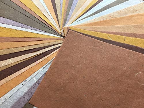 Lot de 50 feuilles de papier de mûrier naturel fin marron mélangé A4 fait à la main pour loisirs créatifs, origami, fabrication de cartes, loisirs créatifs, taille A4
