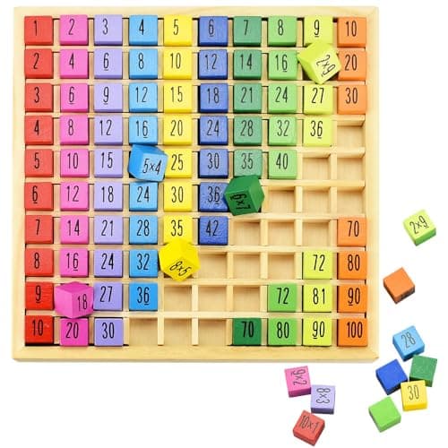 Table de Multiplication en Bois Mathématique 1x1 Tableau Planche de Multiplication Jeu de Table de Multiplication Jouets Montessori pour L'éducation des Jeunes Enfants - Apprentissage du Calcul