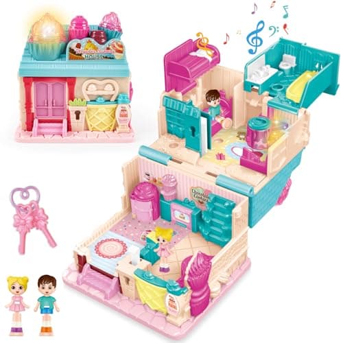 deAO Maison de poupées,Maison Miniature,Monde de la Boulangerie,Mini Maison de poupée à emporter,Convient aux Enfants de 3 Ans et Plus,Cadeau d'anniversaire de Noël