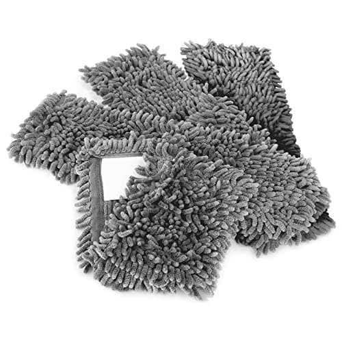COM-FOUR® Housse de remplacement 4x pour essuie-sol - housse d'essuie-glace en microfibre chenille pour un nettoyage en profondeur de votre espace de vie (04 pièces - gris)