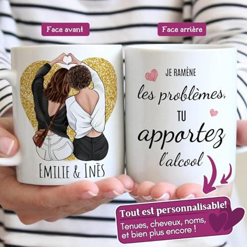 Cupdarling® Tasse Personnalisable Cadeau Collègue - 3 Collègues féminines - Cadeau Depart Collegue De Travail - Cadeau Anniversaire Femme - Tasse Collegue De Travail - 330 mL Céramique