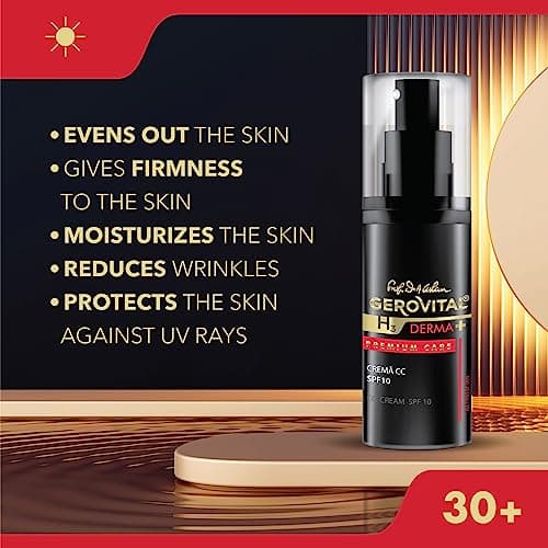 CC Crème avec FPS 10 pour le Visage, Teinte Moyenne Adaptable à la Peau, Hydrate, Couvre les Imperfections, Uniformise, 30 ml, Gerovital H3 Derma+ Premium Care