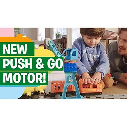 LEGO 10875 Duplo Le Train De Marchandises: Jouet Éducatif avec Rails, Son et Lumière, Grue Télécommandée, Idéal pour Les Petits Ingénieurs, Cadeau pour Enfants de 2 Ans et Plus