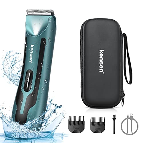 kensen Tondeuse Corps Homme, Tondeuse Intime Homme, Tondeuse Homme Partie Intime Étanche IPX7 Autonomie 120min Rechargeable par USB avec Lumière LED pour Aisselles, Aines, Poils Intimes (Vert)