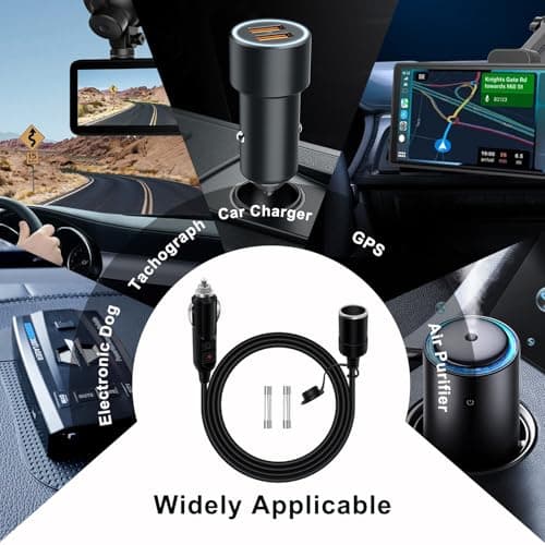 HuaLiSiJi Rallonge Câble Allume Cigare 12V 24V Rallonge Allume Cigare 16AWG 2x1.0mm2 Cordon Allume Cigare 15A pour Tachygraphe, GPS, Chien électronique (3 m)