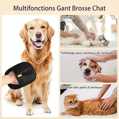 Kunoli 2 Pièces Gant Poil Chat, Double Face Brosse Poils Animaux, Réutilisable Brosse Anti Poils Animaux pour Lavage DémêLage Et Toilettage, Gant Brosse Chat pour Canapé Meubles Tapis Siège Auto