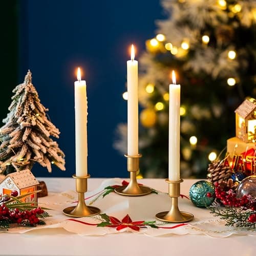 Romadedi Chandelier Bougeoir Doré Mariage - Lot de 24 Petite Bougeoirs Métal Décoratifs pour Bougie Coniques Noel Decoration Maison L’Avent Centre de Table Rétro