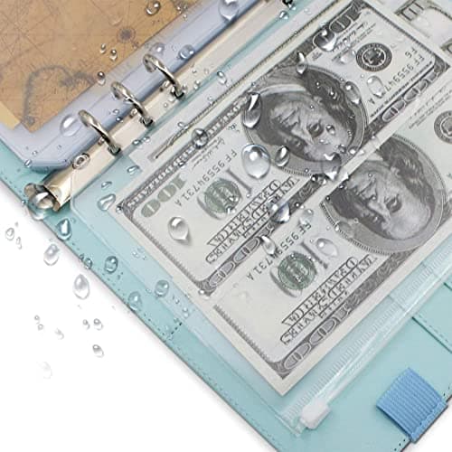 Pochettes Classeur 6 Anneaux A5 Pochette Plastique A5 Transparent Étanche PVC Dossiers à Glissière 6 Trous Sacs Zippés à Feuilles Mobiles pour Documents Cahiers Cartes Taille A5 12 Pièces