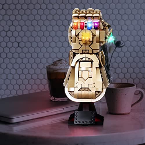 Jeu d'éclairage LED pour Lego 76191 Marvel Le Gant de l’Infini –Thanos, Set d'éclairage LED de décoration pour Lego Thanos Gant avec télécommande RVB, Base de Couleur Interchangeable (No Lego)