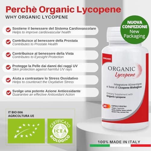 Organic Lycopene - Complément antioxydant au lycopène biologique certifié - Pack de 30 gélules