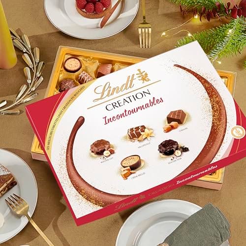 Lindt - Boîte CRÉATION Incontournables - Assortiment de Chocolats Noirs et au Lait - Inspiration pâtissière - Idéal pour Noël, 404g