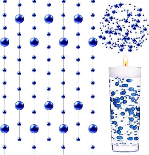 GEFIRE 18 Pièces Perles d'eau Bleu, Bougies Flottantes, Perle d'eau, Bougie Flottante pour Vases, Remplisseurs de Bouteilles d'eau, Mariages, Décorations de Centres de Table (1.2M)