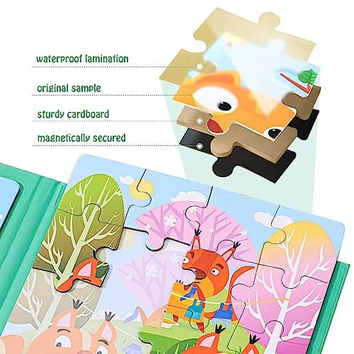 shineFinder Jeu magnétique Puzzle - Jeux de Voyage Enfants à partir de 3 4 5 Ans - pour occuper Les Enfants en Avion/Voiture (Niveau 1 | Animaux, 1pcs)
