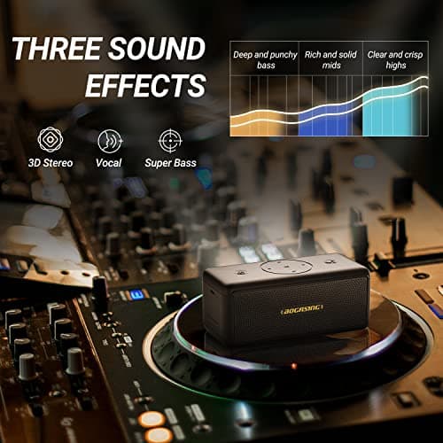BOGASING Enceinte Puissante M5, 40W Surround Stéréo, Basses Profondes Haut Parleur, Autonomie 30 h, Bluetooth 5.3, Étanche IPX7, EQ, AUX, TF Carte, USB, sans Fil Portable pour d'Extérieur