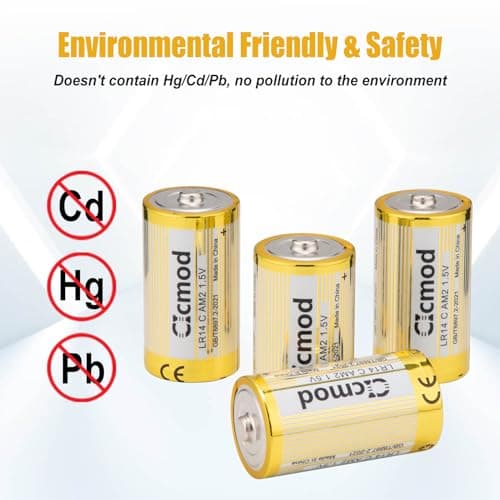 CICMOD Piles alcalines C Alkaline Batteries LR14 1,5V - Lot de 10 Piles Jetables Alcalines Longue durée