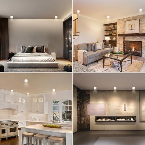 GeyouLux Dimmable LED Spot en Saillie Orientable, 5W Spots de Plafond, Ø80x50mm 3000K/4000K/6500K Rotation à 30° Spot Salle de Bain, Aluminium Rond Blanc Plafonnier Spot LED Orientable, 4 pièces