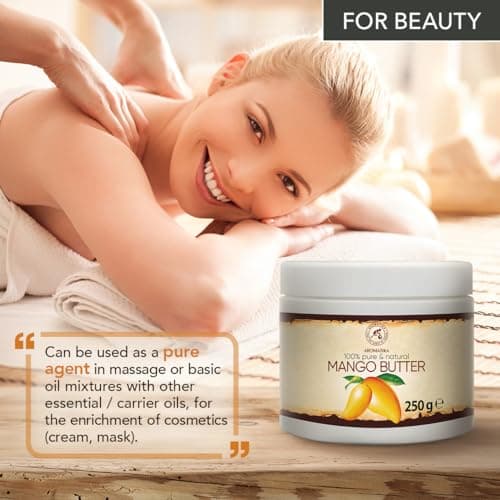 Huile de Mangue 250g - Pur et Naturel - Mangifera Indica - Huiles de Graines de Mangue - Huile pour Corps - Huile pour Cheveux - Peau - Ongles - Lèvres - Soins du Visage