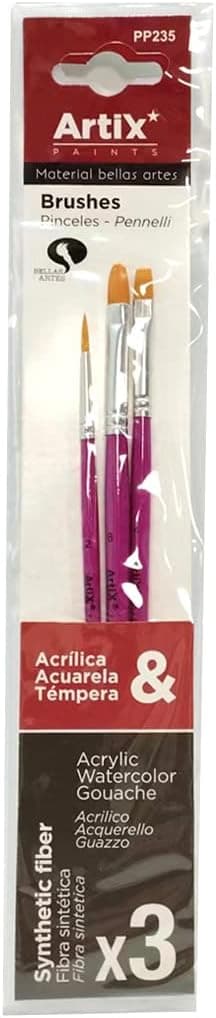 Paquet de 3 Pinceaux pour Aquarelle, Acrylique, Textile, Bois, Papier, Carton, Toile - Pinceau à Dessin pour Travaux Manuels et Peinture
